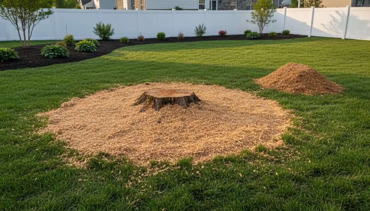 Finished stump grinding and yard restoration by professional tree removal experts in Salisbury, MD