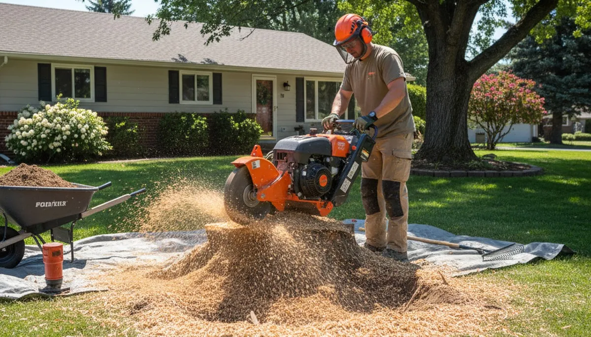 Professional stump grinding removing tree stumps in Fruitland, MD by Salisbury tree removal experts