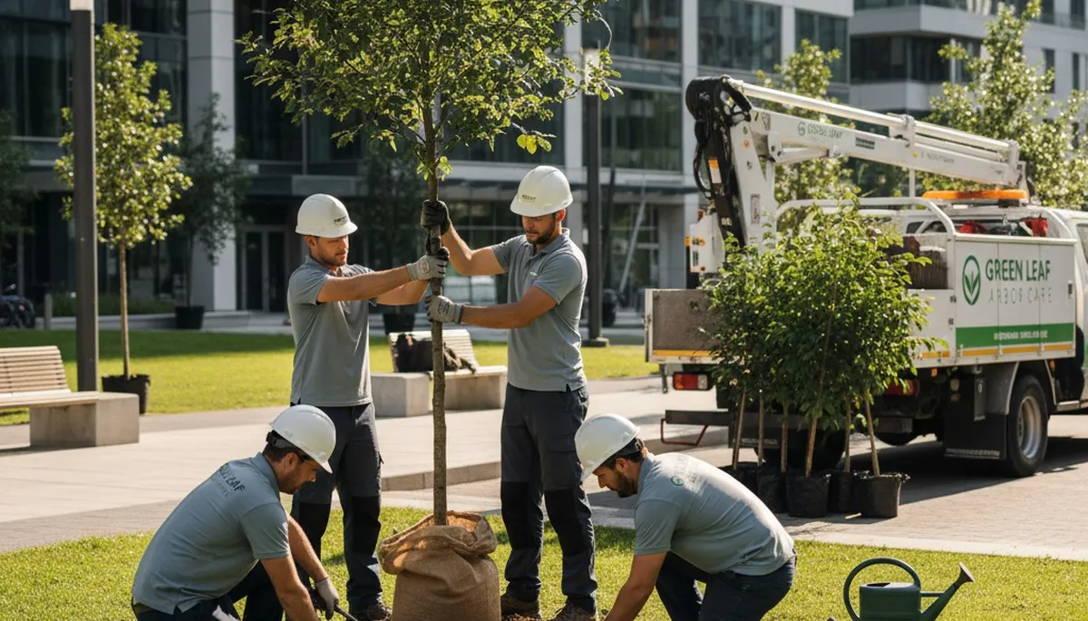 Arborist planting new tree in Salisbury, MD for Chop Chop Tree professional tree planting service