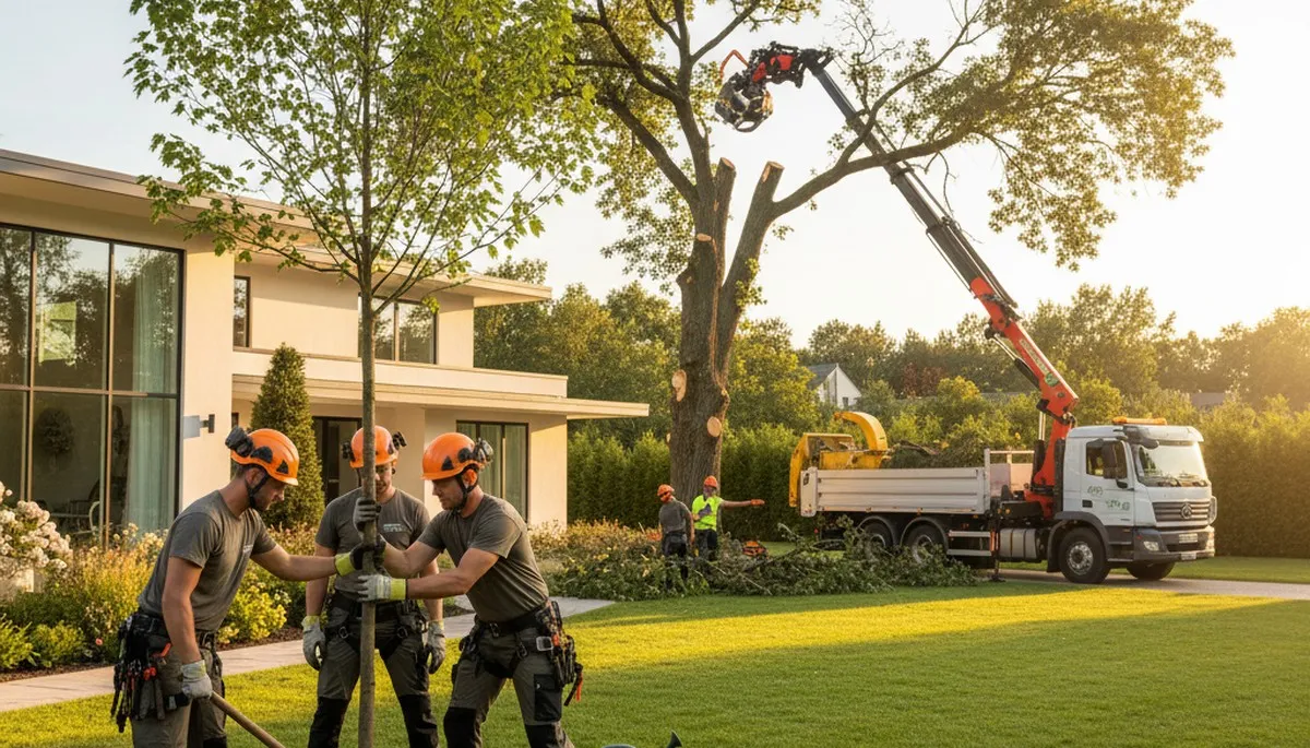 Arborist planting new tree in Salisbury, MD yard for Chop Chop Tree professional tree service