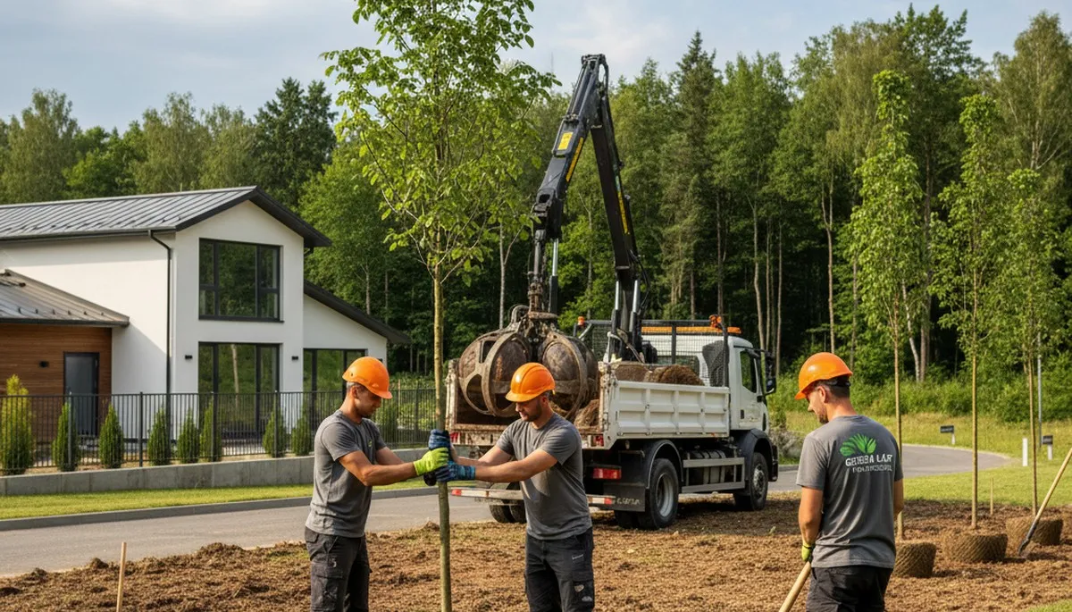 Arborist planting new tree in Salisbury, MD yard for Chop Chop Tree professional tree services